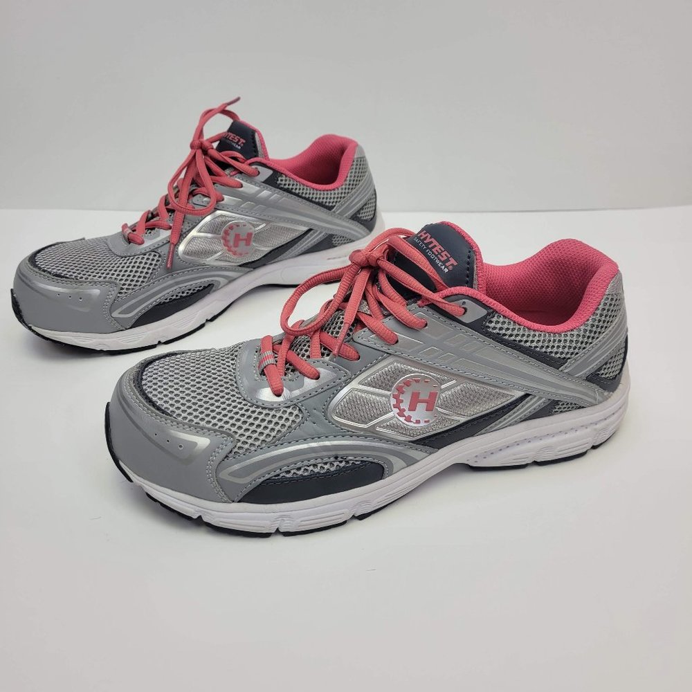 Hytest pink and silver steel toe safety shoe sz 11